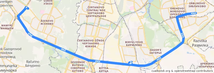 Mapa del recorrido Автобус 37: Метро "Красногвардейская" - Метро "Тёплый Стан" de la línea  en Moskau.