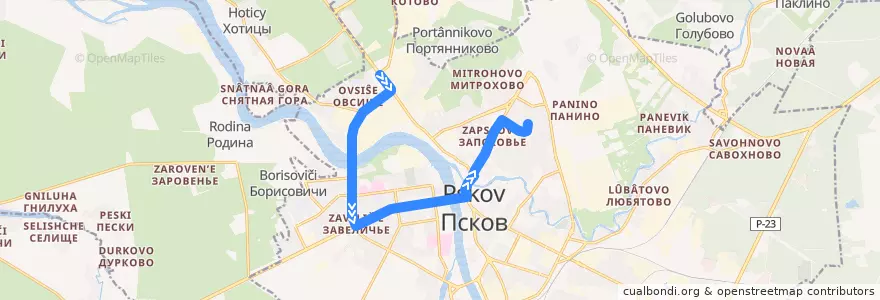 Mapa del recorrido Автобус №22 de la línea  en городской округ Псков.