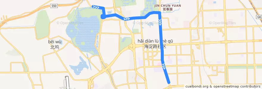Mapa del recorrido Bus 601: 颐和园北宫门 => 祁家坟 de la línea  en 海淀区.