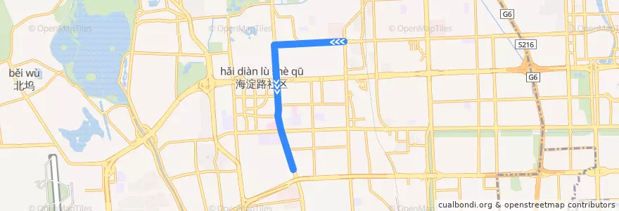 Mapa del recorrido Bus 355: 育新小区 => 廖公庄 de la línea  en 海淀区.