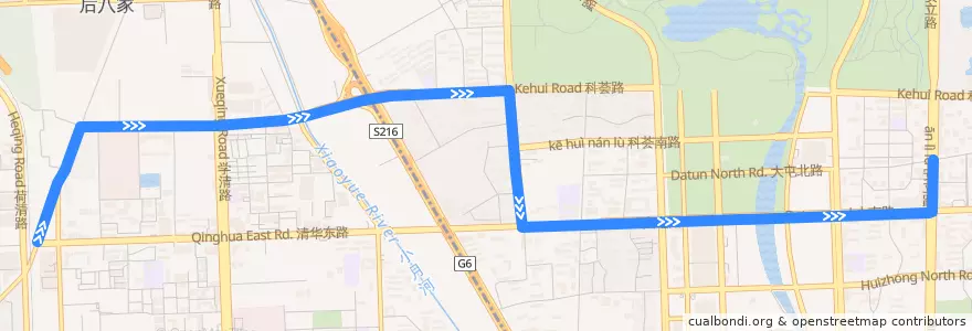 Mapa del recorrido Bus 466: 中关村南 => 北苑家园 de la línea  en Beijing.