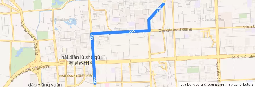 Mapa del recorrido Bus 355: 廖公庄 => 育新小区 de la línea  en 海淀区.