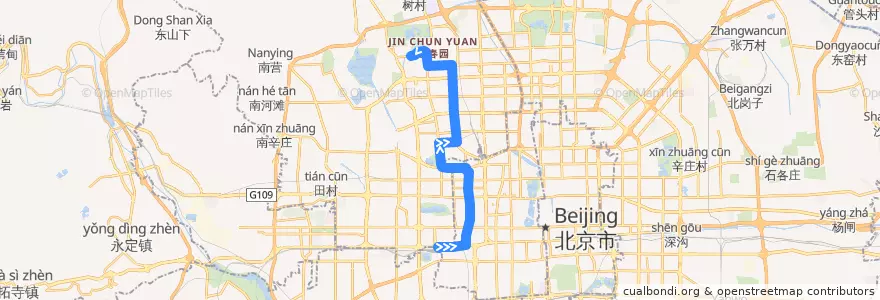 Mapa del recorrido Bus 319: 北京西站 => 西苑 de la línea  en پکن.