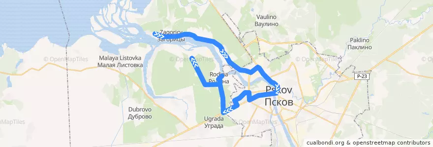 Mapa del recorrido Автобус №18 de la línea  en Псковский район.