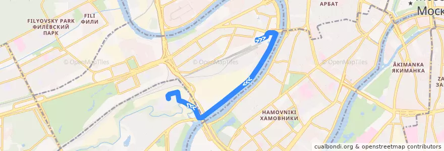 Mapa del recorrido Автобус №791: Киевский вокзал - 4-й Сетуньский проезд de la línea  en Moscou.