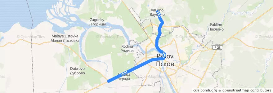 Mapa del recorrido Автобус №7 обратный de la línea  en Псковский район.
