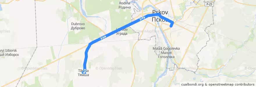 Mapa del recorrido Автобус №15 de la línea  en Псковский район.