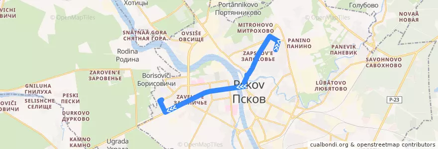 Mapa del recorrido Автобус №30 обратный de la línea  en городской округ Псков.