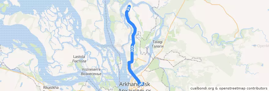 Mapa del recorrido Автобус 69 de la línea  en アルハンゲリスク管区.