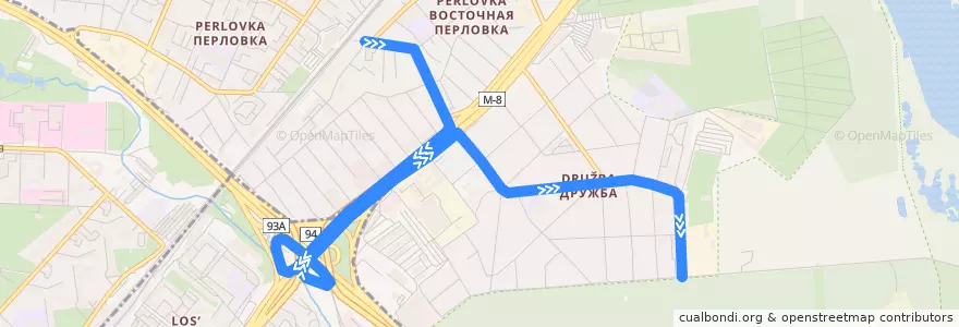 Mapa del recorrido Автобус 3: Платформа Перловская => 4-я Парковая улица de la línea  en городской округ Мытищи.