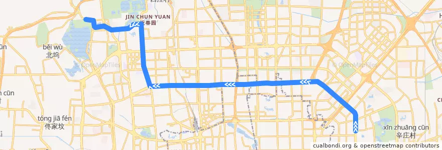 Mapa del recorrido Bus 601: 祁家坟 => 颐和园北宫门 de la línea  en Beijing.