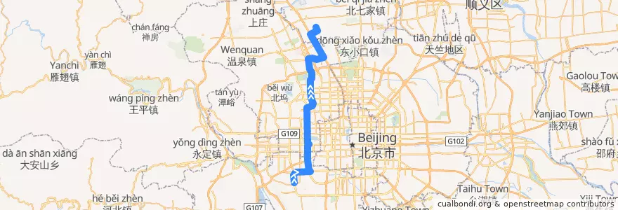 Mapa del recorrido Bus 699: 富丰桥西 => 回龙观小区 de la línea  en Beijing.