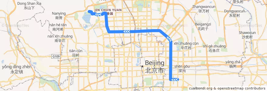 Mapa del recorrido Bus 683: 四方桥西 => 颐和园北宫门 de la línea  en پکن.
