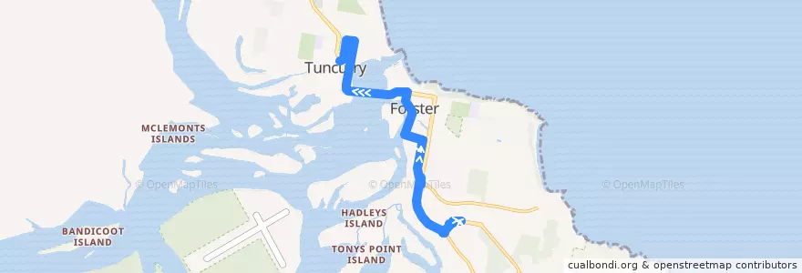 Mapa del recorrido Bus 303: Stockland Forster => Tuncurry de la línea  en Mid-Coast Council.