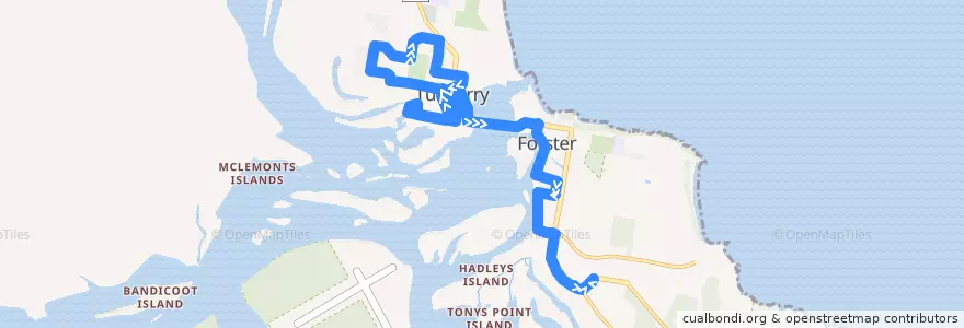 Mapa del recorrido Bus 303: Tuncurry => Stockland Forster de la línea  en Mid-Coast Council.
