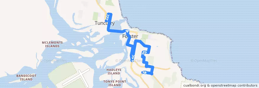Mapa del recorrido Bus 304: Stockland Forster => Tuncurry de la línea  en Mid-Coast Council.