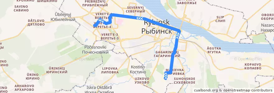 Mapa del recorrido Троллейбус 6: ул.Расторгуева - завод Призма de la línea  en городской округ Рыбинск.