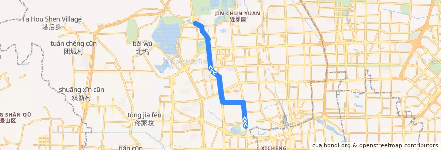 Mapa del recorrido Bus 563: 西直门 => 香山公园东门 de la línea  en 海淀区.
