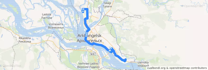 Mapa del recorrido Автобус 44 de la línea  en アルハンゲリスク管区.