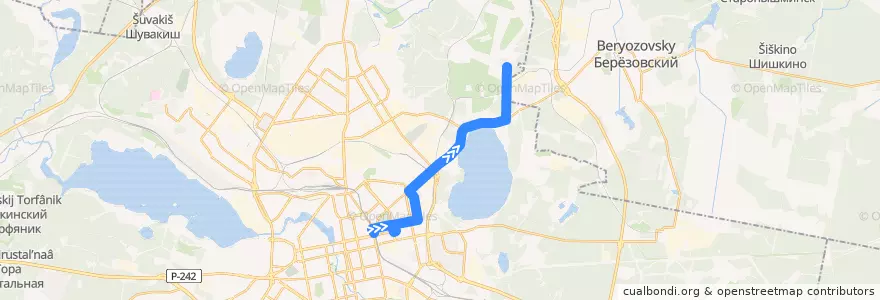 Mapa del recorrido Автобус 5. Восточная - Посёлок Калиновский de la línea  en городской округ Екатеринбург.