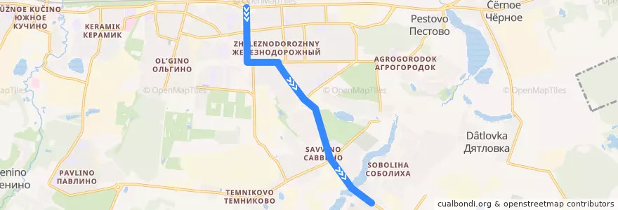 Mapa del recorrido Автобус 33: станция Железнодорожная - Пуршево de la línea  en городской округ Балашиха.