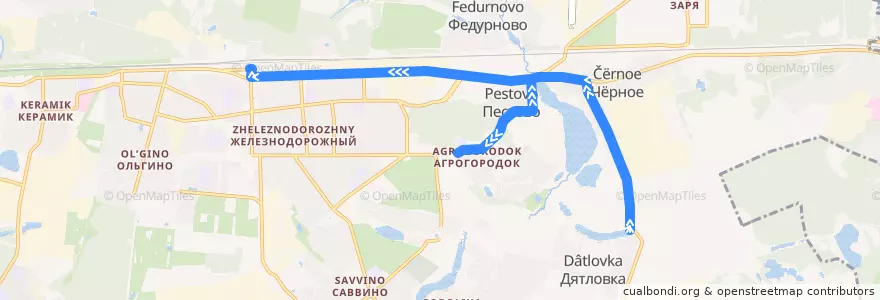 Mapa del recorrido Автобус 26: Дятловка - Агрогородок - станция Железнодорожная de la línea  en Balashikhinsky District.