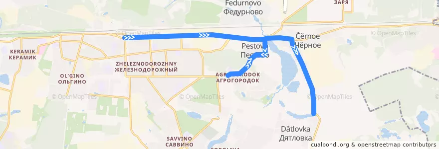 Mapa del recorrido Автобус 26: станция Железнодорожная - Агрогородок - Дятловка de la línea  en городской округ Балашиха.