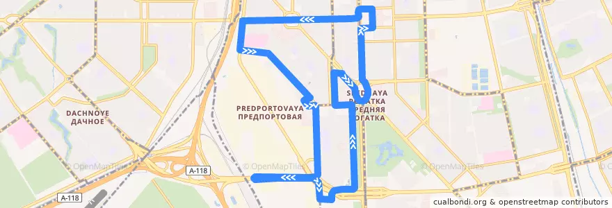 Mapa del recorrido Автобус № 156: улица Костюшко => улица Костюшко de la línea  en Московский район.