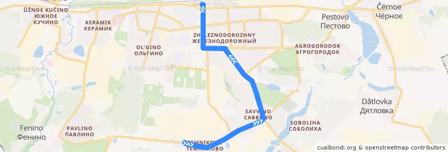 Mapa del recorrido Автобус 4: Темниково - станция Железнодорожная de la línea  en городской округ Балашиха.