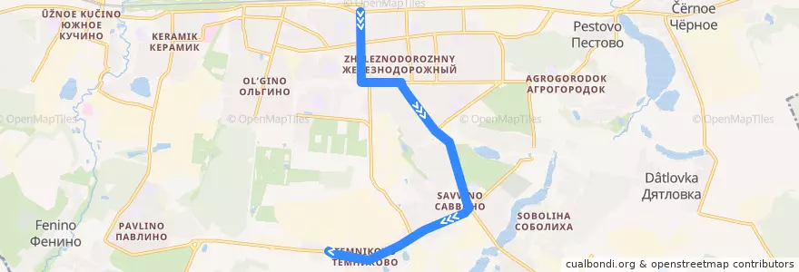Mapa del recorrido Автобус 4: станция Железнодорожная - Темниково de la línea  en Balashikhinsky District.