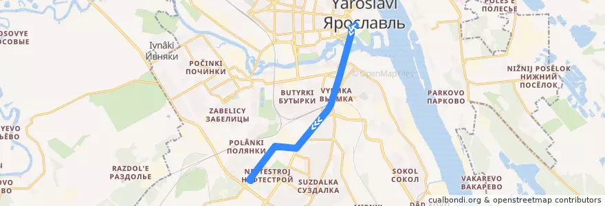 Mapa del recorrido Троллейбус 5: Богоявленская площадь - улица Рыкачёва de la línea  en городской округ Ярославль.