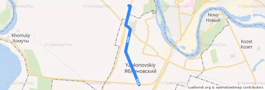 Mapa del recorrido Автобус №177 de la línea  en Яблоновское городское поселение.