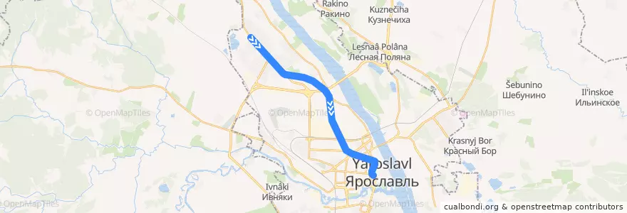 Mapa del recorrido Троллейбус 8: Волгоградская улица - Торговый переулок de la línea  en городской округ Ярославль.