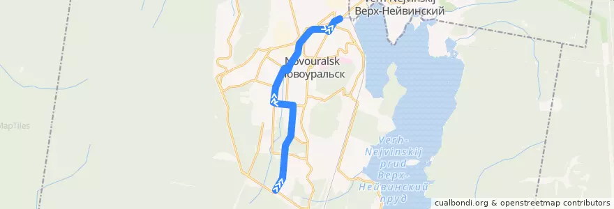 Mapa del recorrido Автобус №2: 21 МКР - М.Горького de la línea  en Новоуральский городской округ.