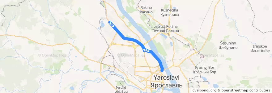 Mapa del recorrido Троллейбус 7: Волгоградская улица - Октябрьская площадь de la línea  en Yaroslavl.