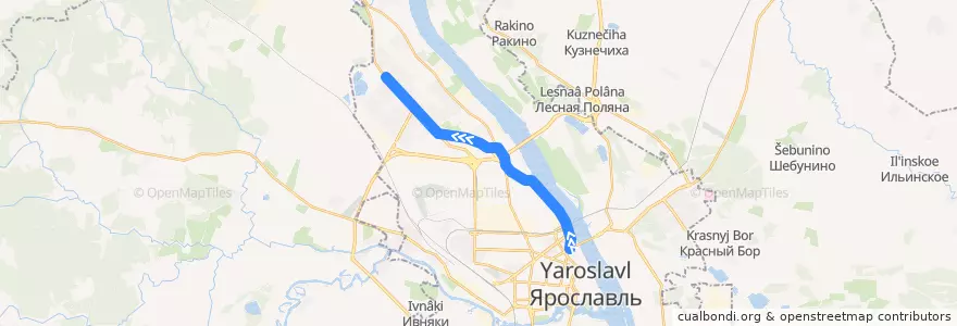 Mapa del recorrido Троллейбус 7: Октябрьская площадь - Волгоградская улица de la línea  en Yaroslavl.