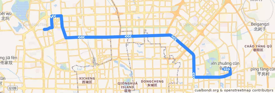 Mapa del recorrido Bus 302: 辛庄 => 巴沟村 de la línea  en Пекин.