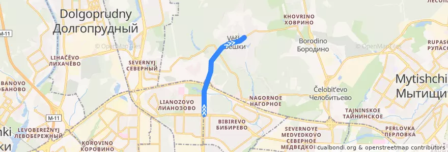 Mapa del recorrido Автобус 303: Метро Алтуфьево - Вешки de la línea  en городской округ Мытищи.