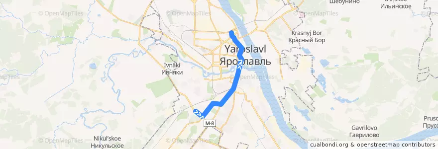 Mapa del recorrido Автобус 2: улица Большие полянки - Ярославский шинный завод de la línea  en городской округ Ярославль.