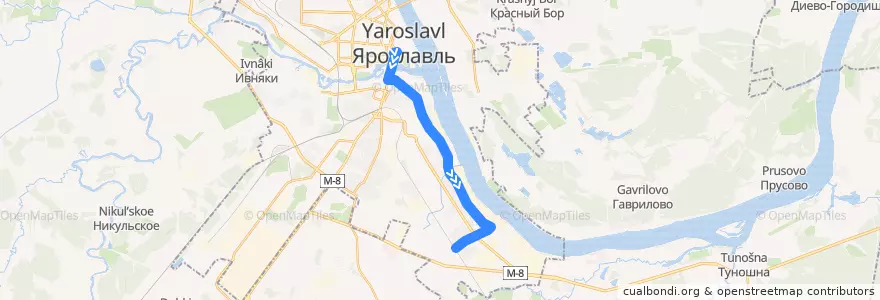 Mapa del recorrido Автобус 4: Богоявленская площадь - Посёлок Куйбышева de la línea  en городской округ Ярославль.