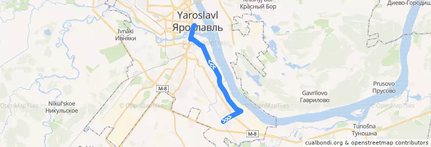 Mapa del recorrido Автобус 4: Посёлок Куйбышева - Богоявленская площадь de la línea  en городской округ Ярославль.