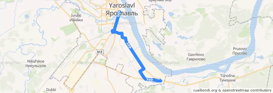 Mapa del recorrido Автобус 41: Богоявленская площадь - Прибрежный посёлок de la línea  en городской округ Ярославль.