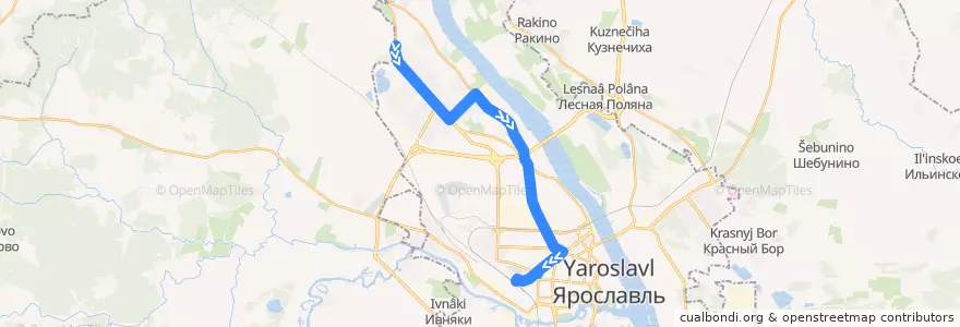 Mapa del recorrido Автобус 11: 15 микрорайон - Ярославль-Главный de la línea  en городской округ Ярославль.