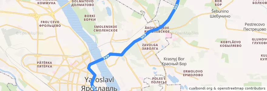 Mapa del recorrido Автобус 14: Богоявленская плоладь - Игнатовское de la línea  en городской округ Ярославль.