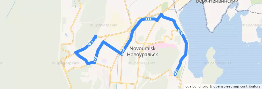 Mapa del recorrido Автобус №11: Промышленная - Сады de la línea  en Новоуральский городской округ.