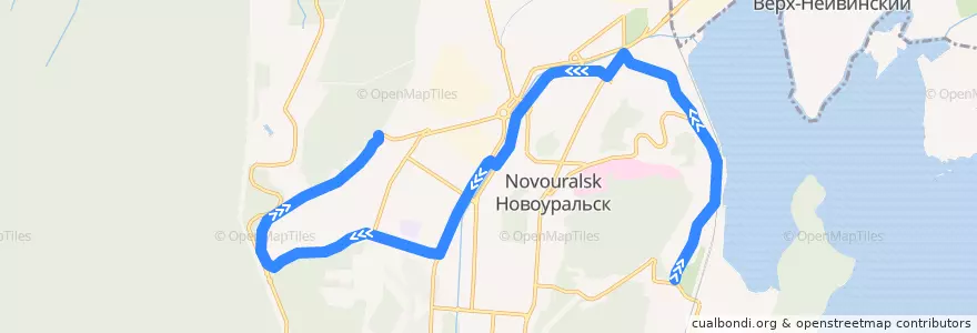 Mapa del recorrido Автобус №11: Сады - Промышленная de la línea  en Новоуральский городской округ.