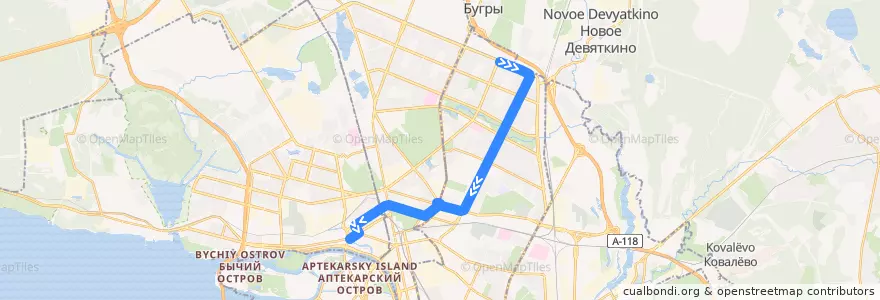 Mapa del recorrido Троллейбус № 6: Светлановский проспект => станция метро «Чёрная речка» de la línea  en Санкт-Петербург.
