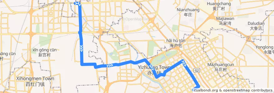 Mapa del recorrido Bus 324: 草桥 => 开发区交通服务中心 de la línea  en Pekín.
