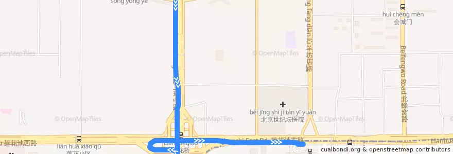 Mapa del recorrido Bus 52: 平乐园 => 北京西站 de la línea  en 海淀区.