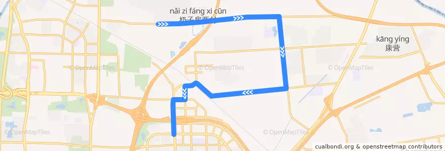 Mapa del recorrido Bus 944: 奶子房 => 菜户营桥西 de la línea  en 朝阳区 / Chaoyang.